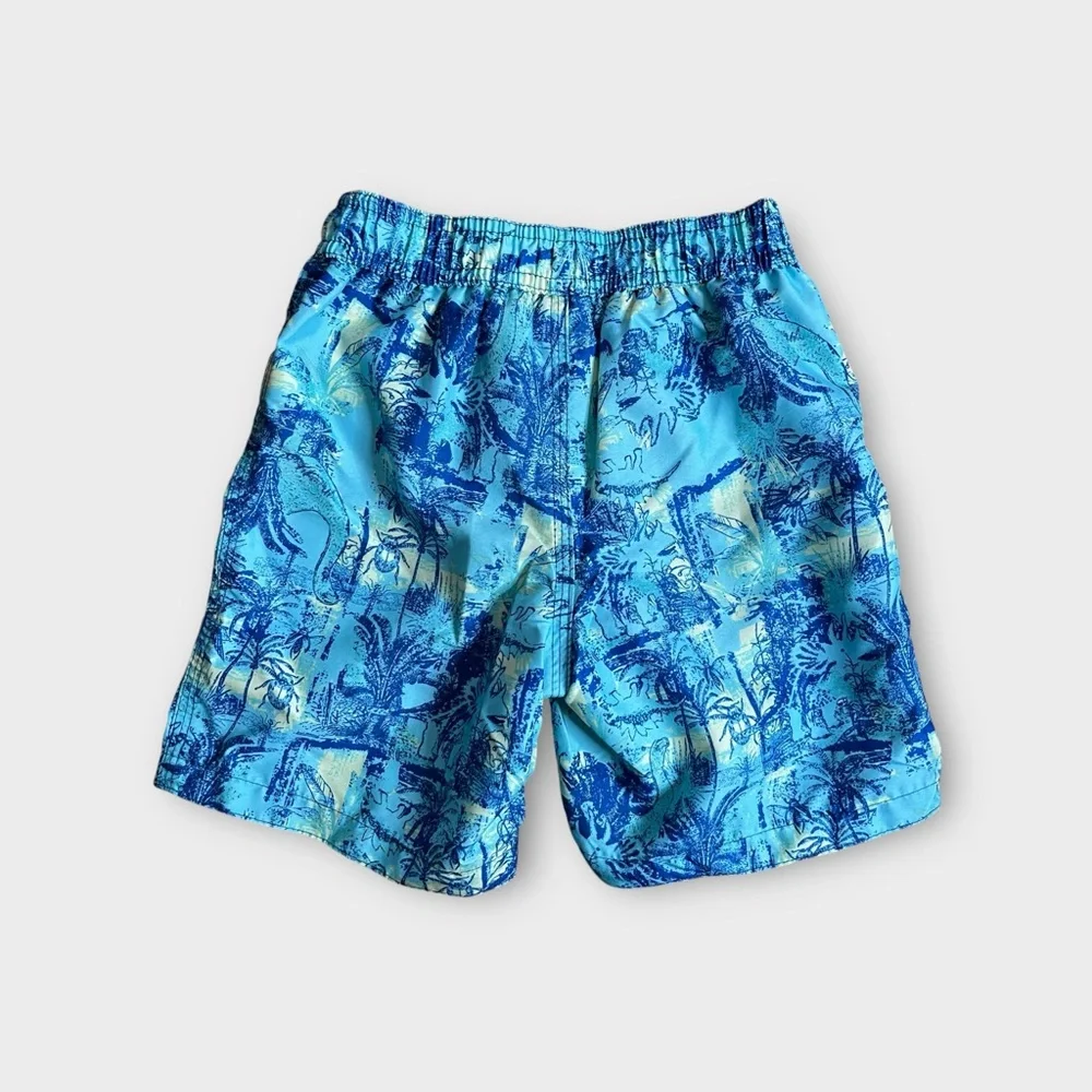 Joe Fresh Tropical Tree Insect Dinosaur Pattern Blue Swim Trunk